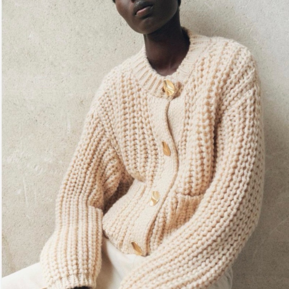 Zara Cream Chunky Knit Cardigan